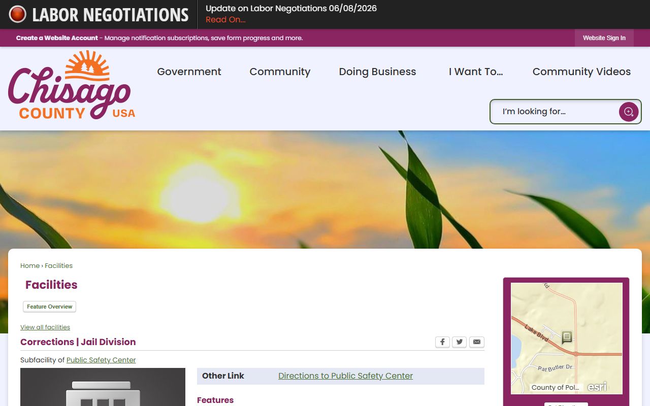 Chisago County Jail facility page and inmate record access information